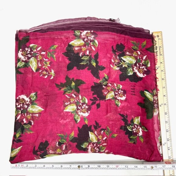 Vgt DAKS LONDON Scarf Cotton Wool 64"x32" Burgendy Brown Floral Fring ( 49) - Picture 5 of 9